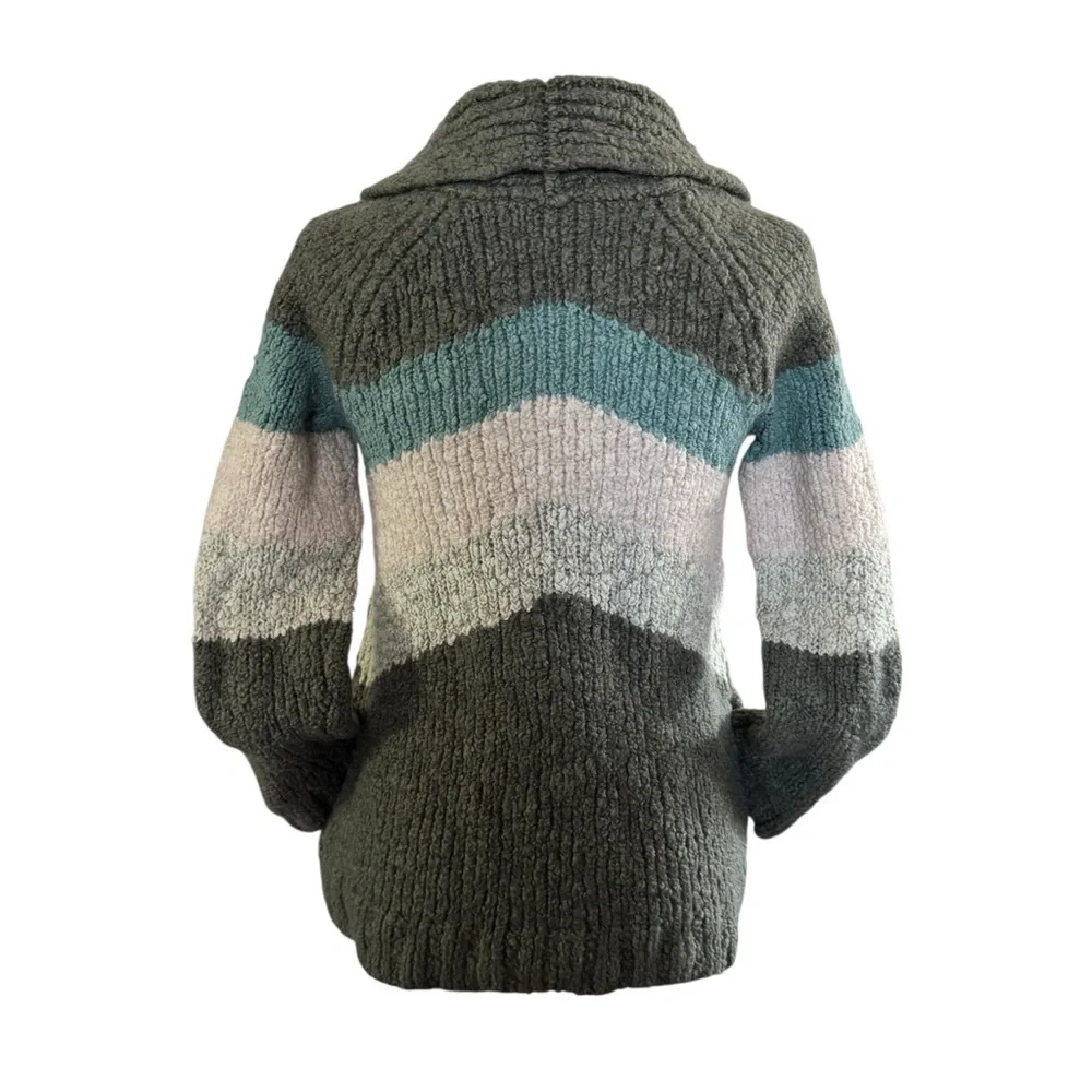 Free People Chunky Knit Shawl Collar Geometric Cardigan Sweater